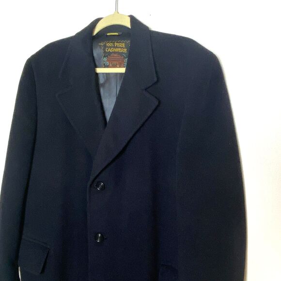 Lanzetti Blue Pure Cashmere Long Lined Winter Elegant Tailored Workcore Coat - Picture 10 of 13